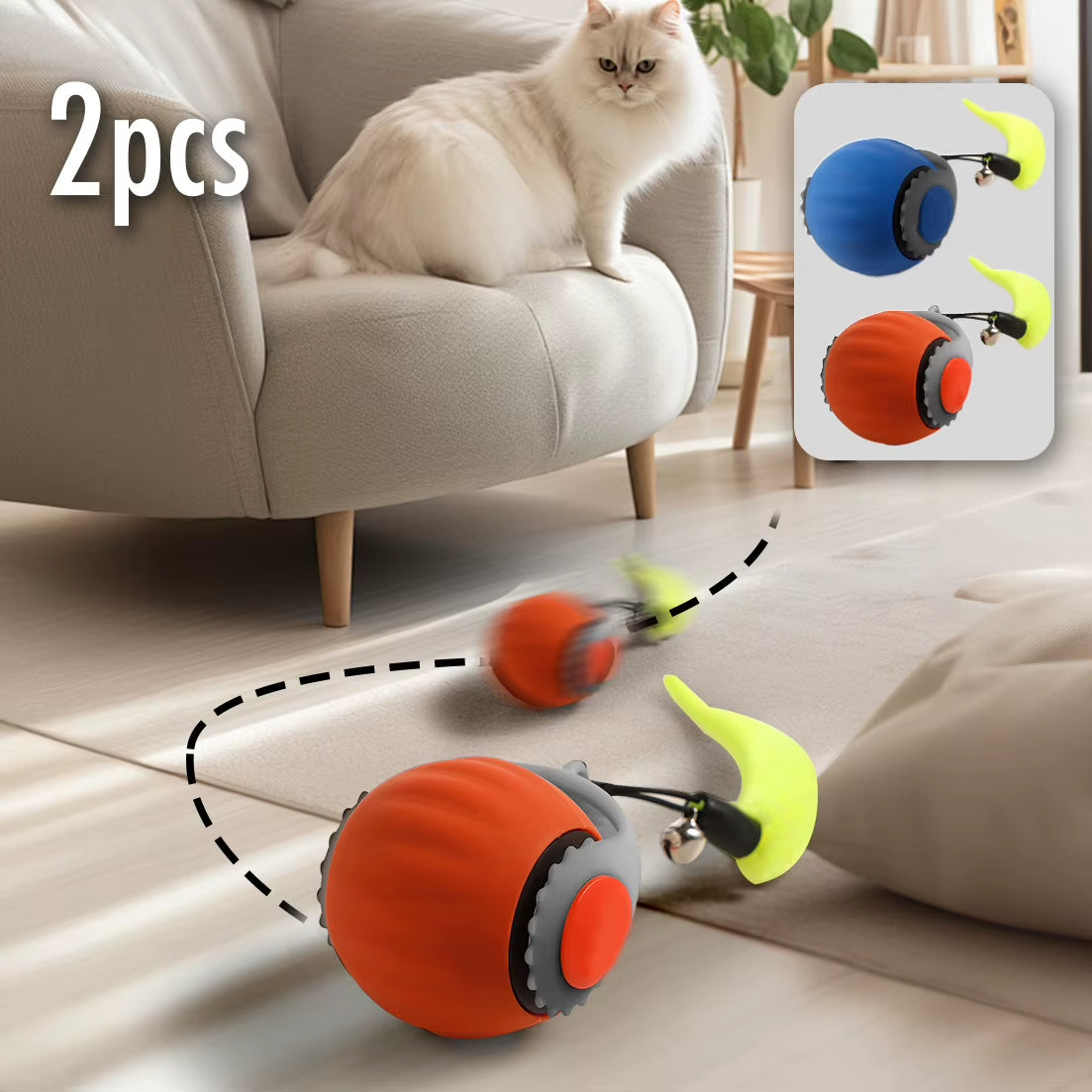 1/2PCS Interactive Cat Toys Ball Auto Electric Rolling Ball Toys for Cats/Kitty Pets Smart Automatic Teaser USB Rechargeable