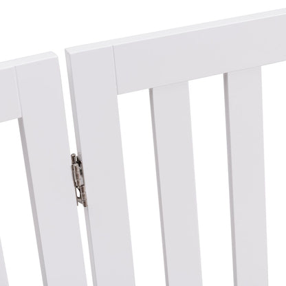 Barrière Autoportante Pour Chien 2/4 Panneaux En Bois Charnières Métalliques À 360° Antidérapants Pour Maison Escaliers Blanc