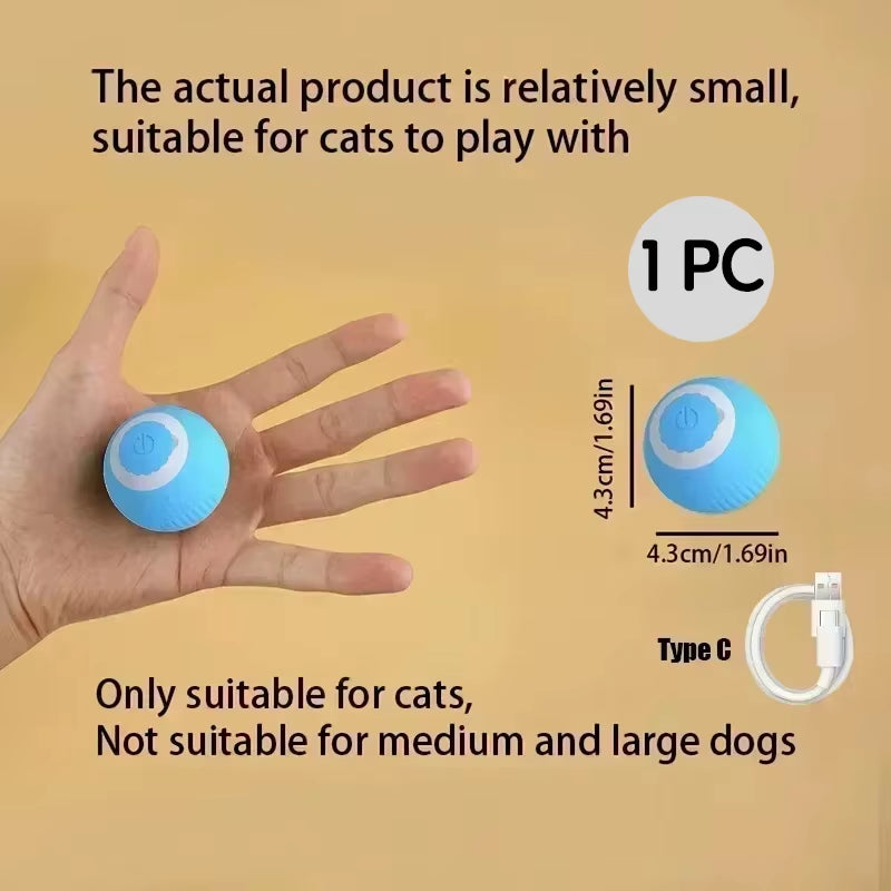 1/2PCS Interactive Cat Toys Ball Auto Electric Rolling Ball Toys for Cats/Kitty Pets Smart Automatic Teaser USB Rechargeable