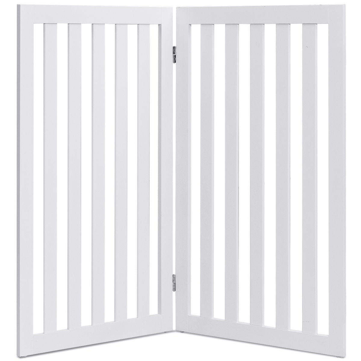 Barrière Autoportante Pour Chien 2/4 Panneaux En Bois Charnières Métalliques À 360° Antidérapants Pour Maison Escaliers Blanc