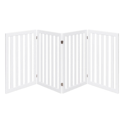 Barrière Autoportante Pour Chien 2/4 Panneaux En Bois Charnières Métalliques À 360° Antidérapants Pour Maison Escaliers Blanc