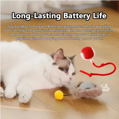 Cat Toys Toys for Cats Rechargeable Pet Interactive Automatic Rolling Ball Products Electric Dog Ball Toy Simulated Tail for Cat